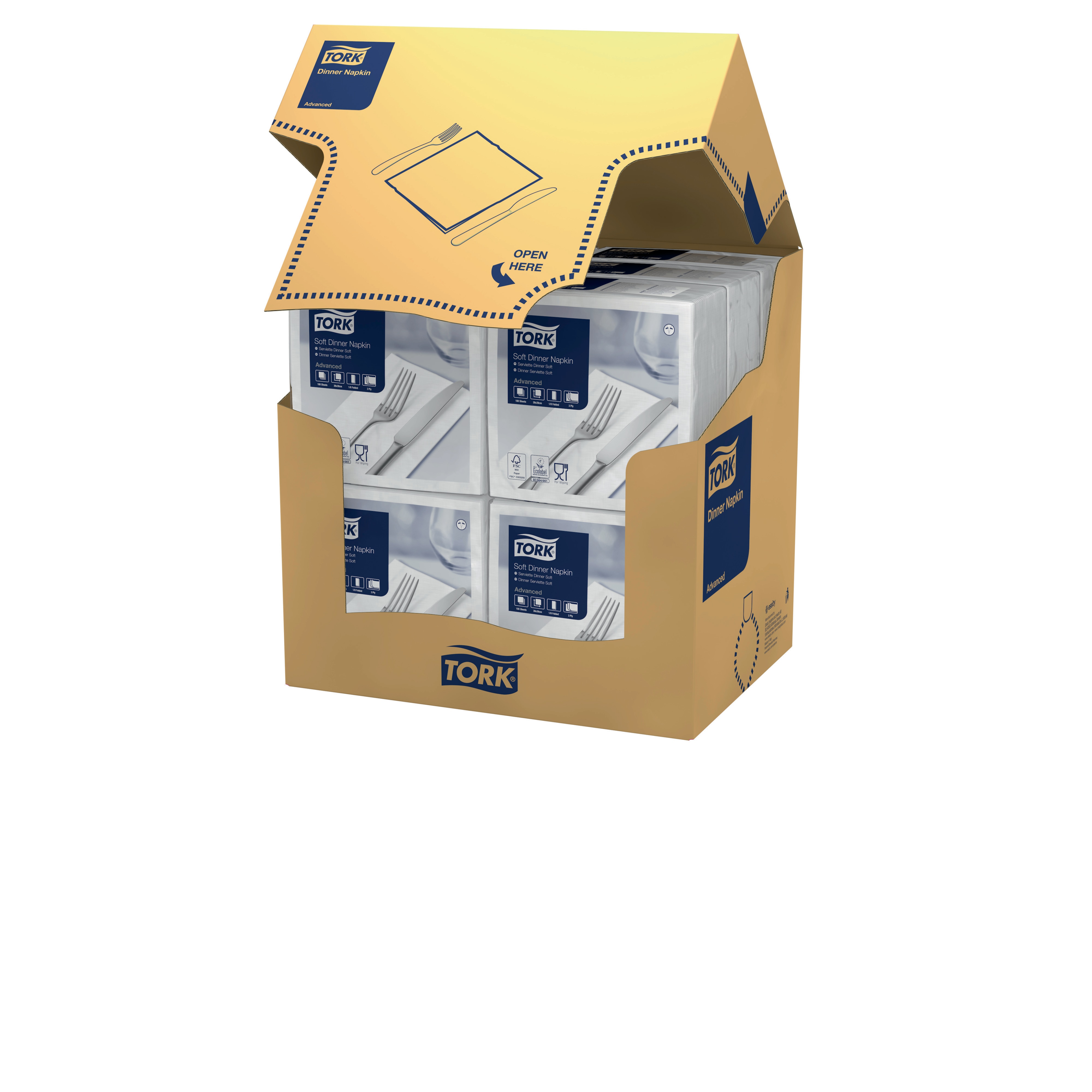 47757938 Белая мягкая обеденная салфетка, сложение 1/8 Tork  - Вид №1