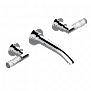 A35-41SGB Внешняя часть смесителя встраиваемого в стену для ванны на три отверстия с изливом СУПЕР ГОЛИАФ Thg-paris Bambou с белым хрусталём Хромированный