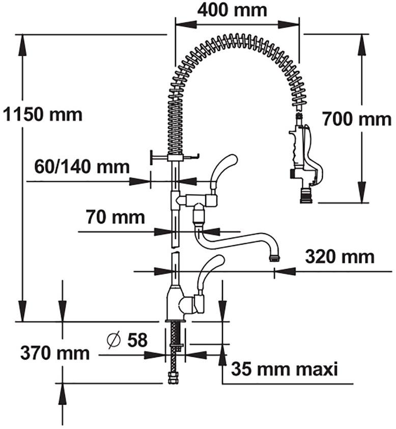 70553 PRESTO Однорычажный смеситель , професс.кух. высокий 70553.0 - Вид №1