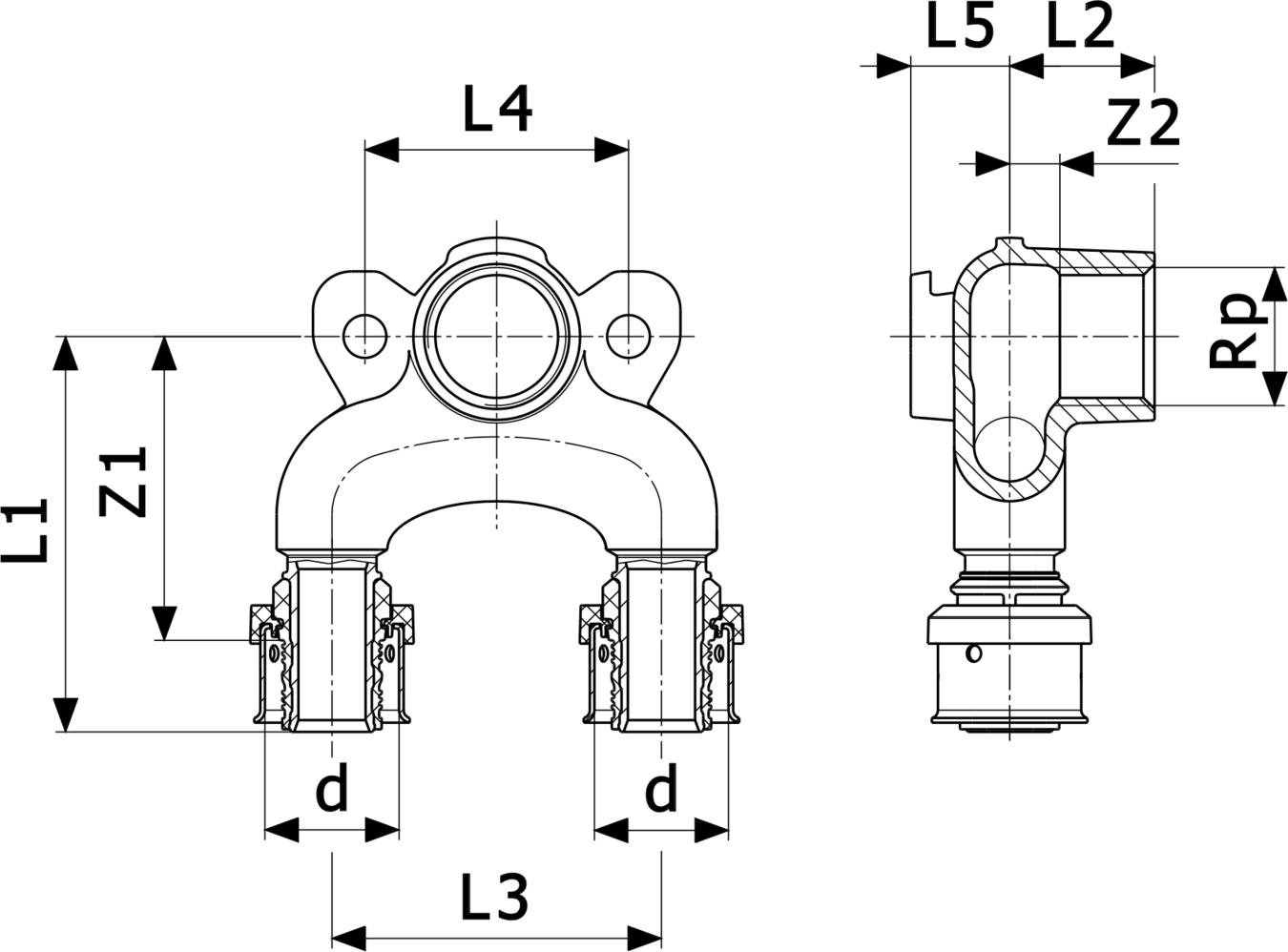 730 420 Модель 6725.7 Трубопроводные системы  Viega Smartpress  Водорозетки Santreyd  - Вид №3