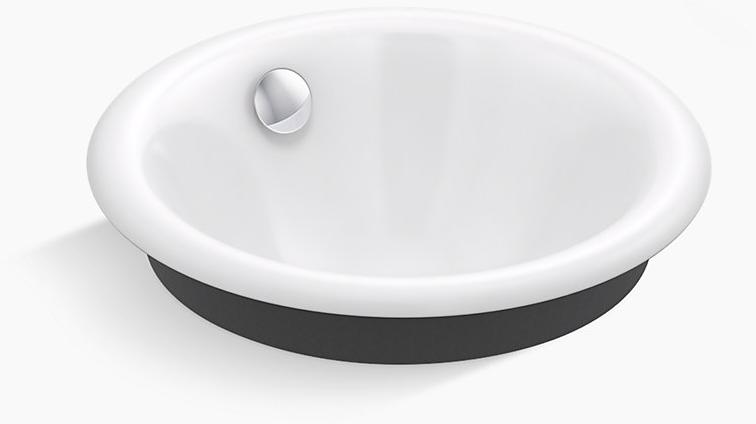 KOHLER Круглая встраиваемая раковина для ванной комнаты Iron Plains с краской Iron Black с нижней стороны K-20211-P5-FF  - Вид №1