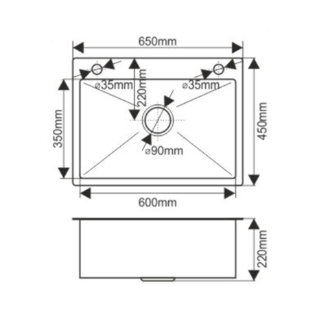 Мойка H6545 MELANA ProfLine 3,0/200 САТИН врезная прямоугольная с коландером H6545 H6545 сатин - Вид №3