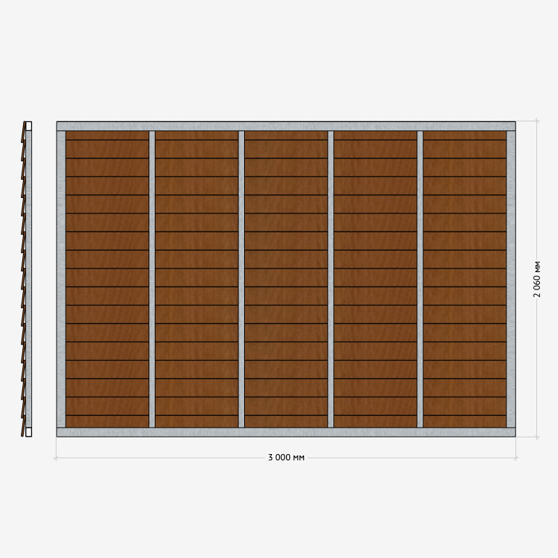 Заборная секция «Жалюзи» 3×2,060м RUSDECKING sun-id-1025059 - Вид №2