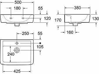 85022 Подвесная раковина настенная прямоугольная IFO  белая  - Вид №2