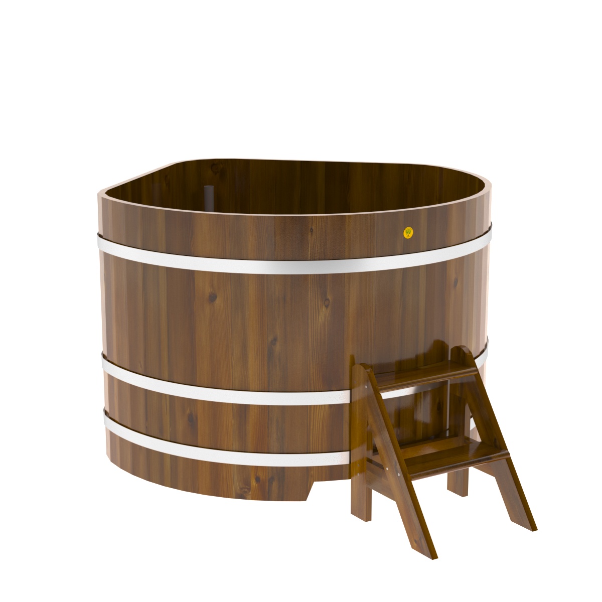 2319 Купель угловая из лиственницы Рустик 1,37х1,37х1,0 морёная Alyarus  - Вид №1