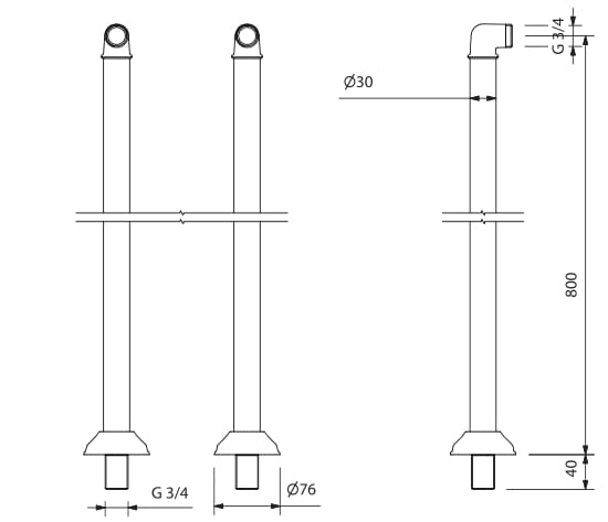 Напольный смеситель для ванны с ручным душем Park Avenue Джеймс ARCH-00131739 - Вид №3
