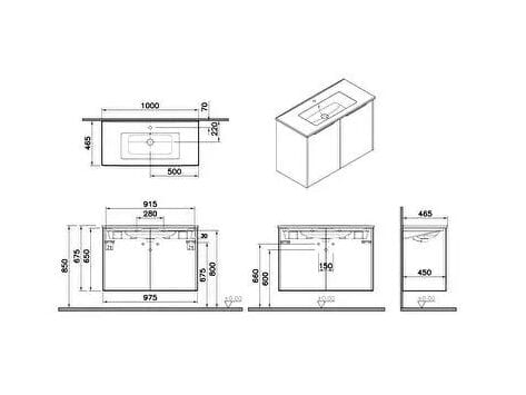 Подвесной шкаф для умывальника со встроенной раковиной VitrA Bathrooms Integra Square ARCH-00064763 - Вид №7