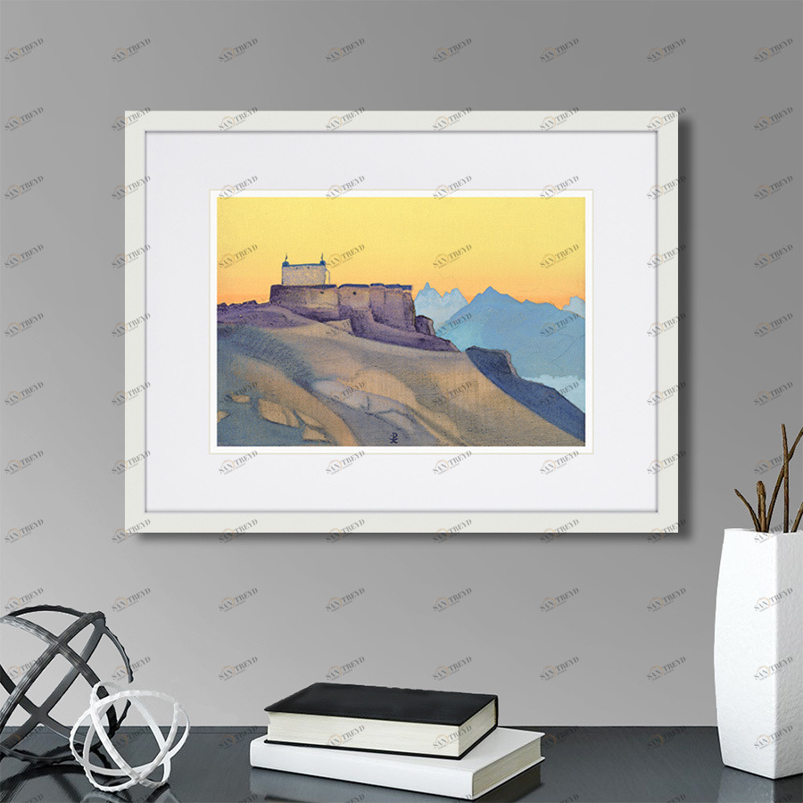 Картина в деревянной раме 42х32 см "Сиссу. Монастырь, 1932г." КАРТИНЫ В КВАРТИРУ  264855 Бежевый;белый;коричневый;разноцветный 