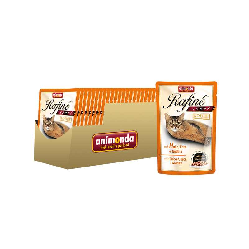 Т0055861*24 Корм для кошек Rafin Soup коктейль из курицы, утки и пасты конс. 100г (упаковка - 24 шт) Animonda 