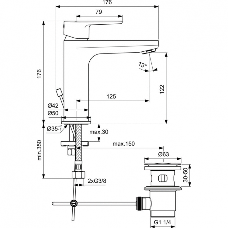 BC699AA Смеситель для раковины CERAFINE MODEL O Ideal Standard CERAFINE O - Вид №4