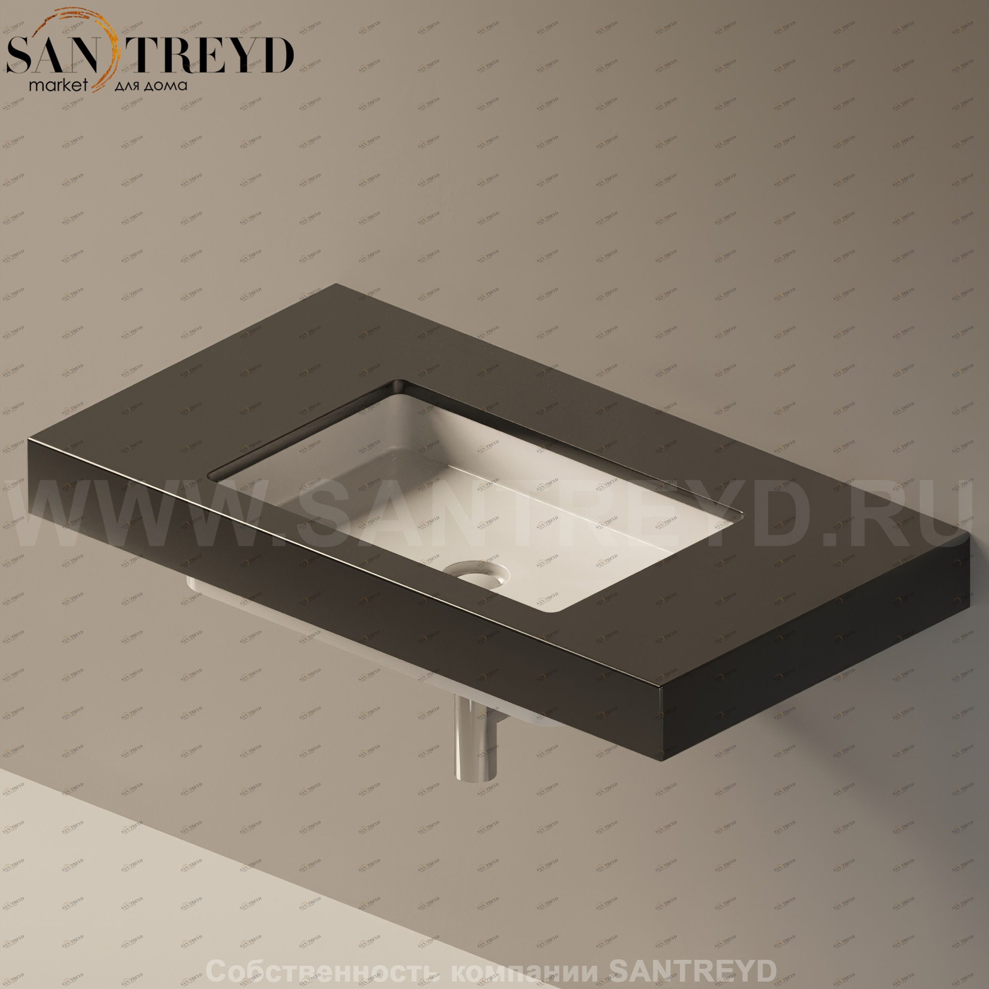 Flaminia FLYMAX Столешница с отверстием под раковину от 80 до 250 см черная FY40SP.9017 Ceramica Flaminia FY40SP9017