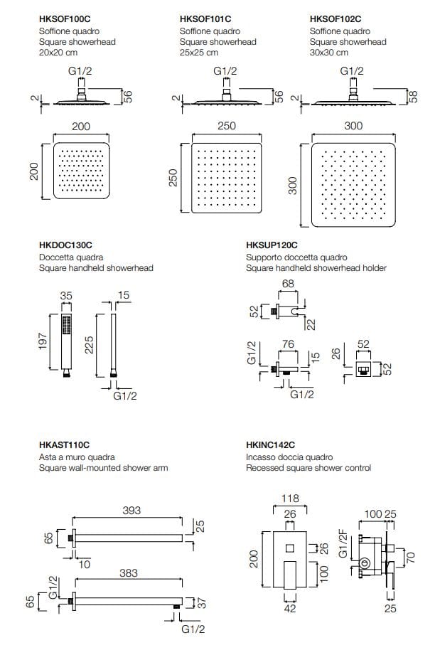 Набор для душа из латуни с душем TAMANACO SET RETTANGOLARE ARCH-00009804 - Вид №4