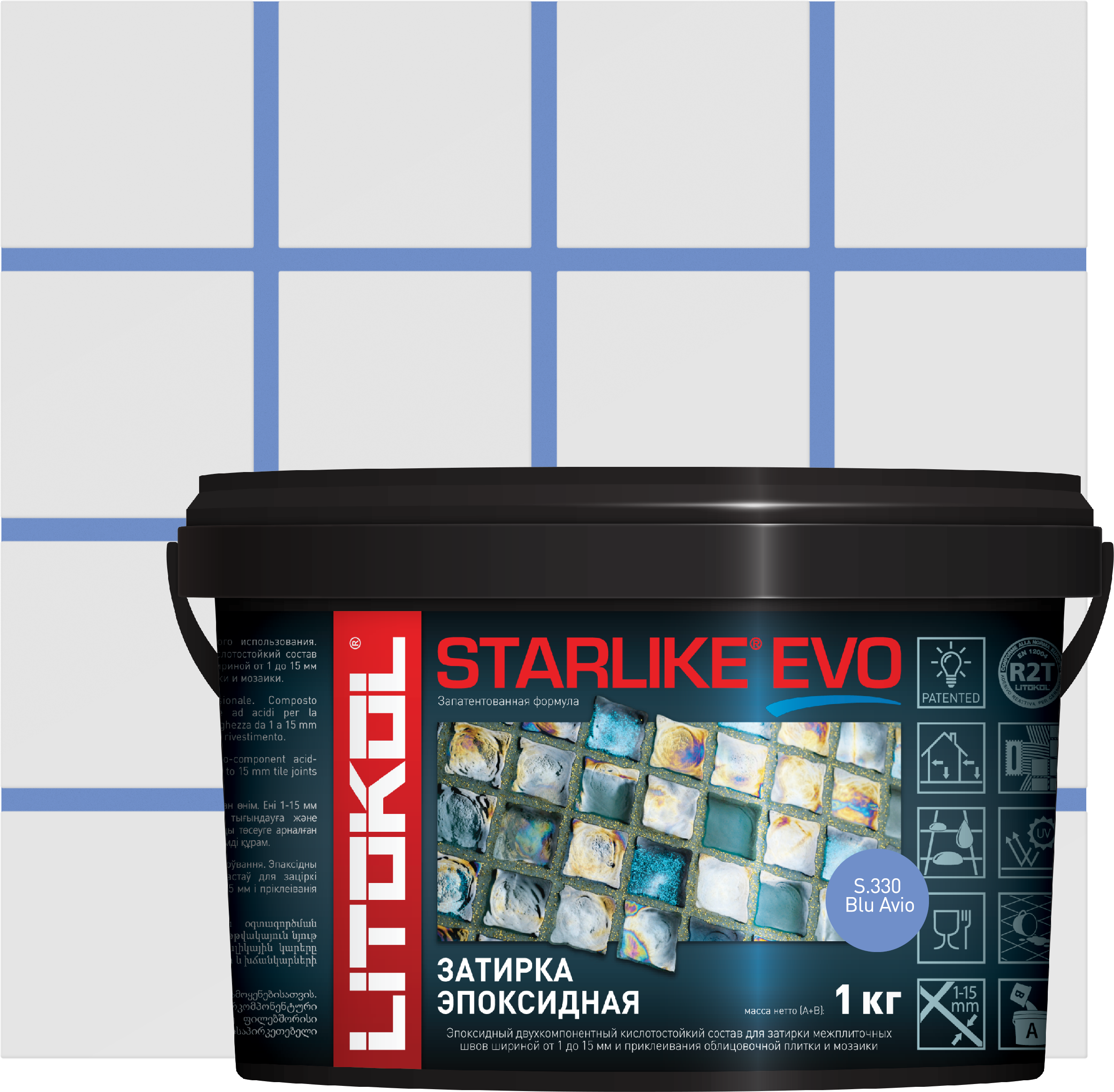 90218054 Затирка эпоксидная Starlike Evo S.330 цвет небесно-синий 1 кг STLM-0136225 LITOKOL