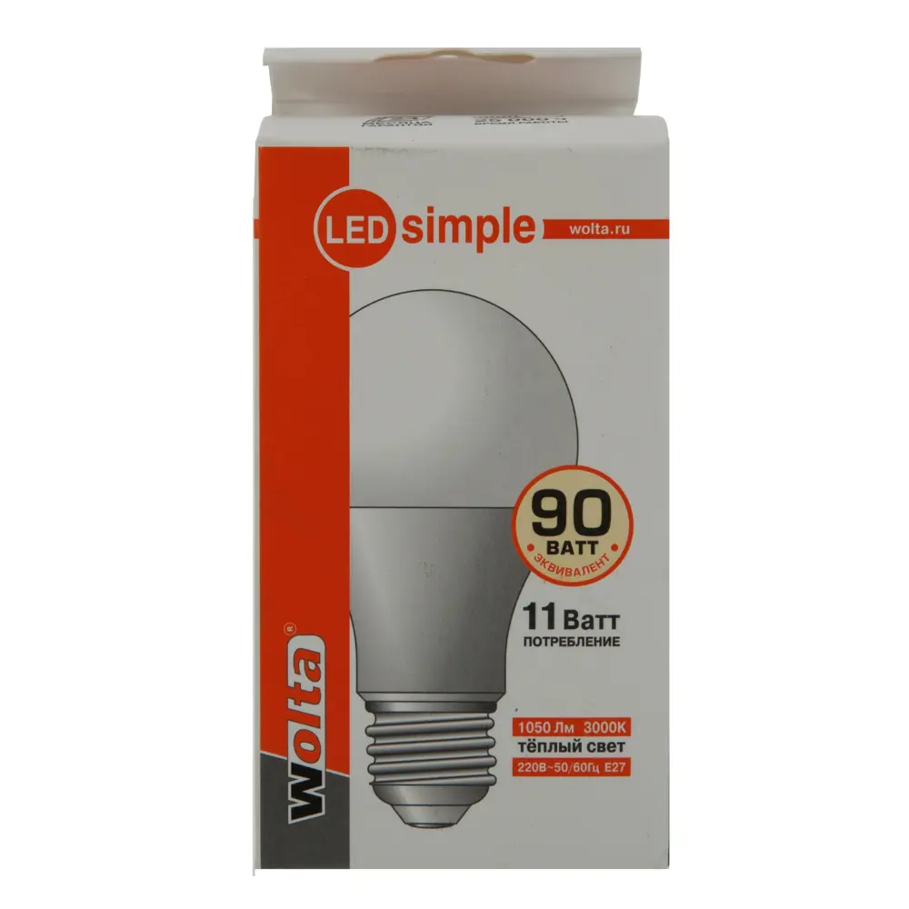 Лампа светодиодная Wolta simple груша E27 11/12 Вт 1050 Лм свет тёплый белый 17975584 STLM-2156718  - Вид №2