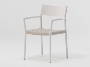 Алюминиевый стул с подлокотниками с тканым сиденьем