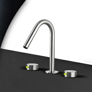 Смеситель для раковины сталь матовая с зеленой ручкой Toki Radomonte TKI23SCIL33