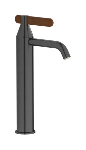 Высокий смеситель для раковины на 1 отверстие в комплекте с донным клапаном WE ARE IB ol206on Brushed Black Chrome Soho