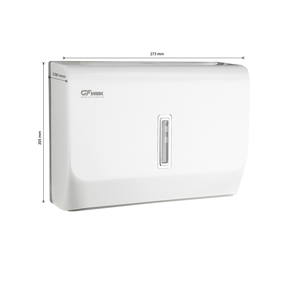GFmark - Диспенсер для бумажного полотенца, с ключом, БЕЛЫЙ, с ГЛАЗКОМ, пластиковый, прямой. Под Z и V салфетки., код: 921  - Вид №6