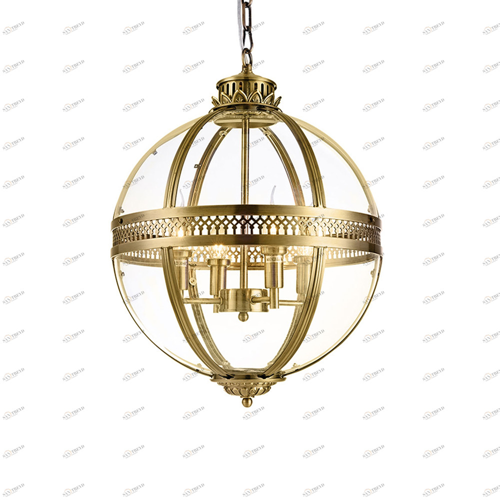 Светильник подвесной 63х43 см латунь Residential KM0115P-4M antique brass DELIGHT COLLECTION ДИЗАЙНЕРСКИЕ 00-3883055 Золото;прозрачный 