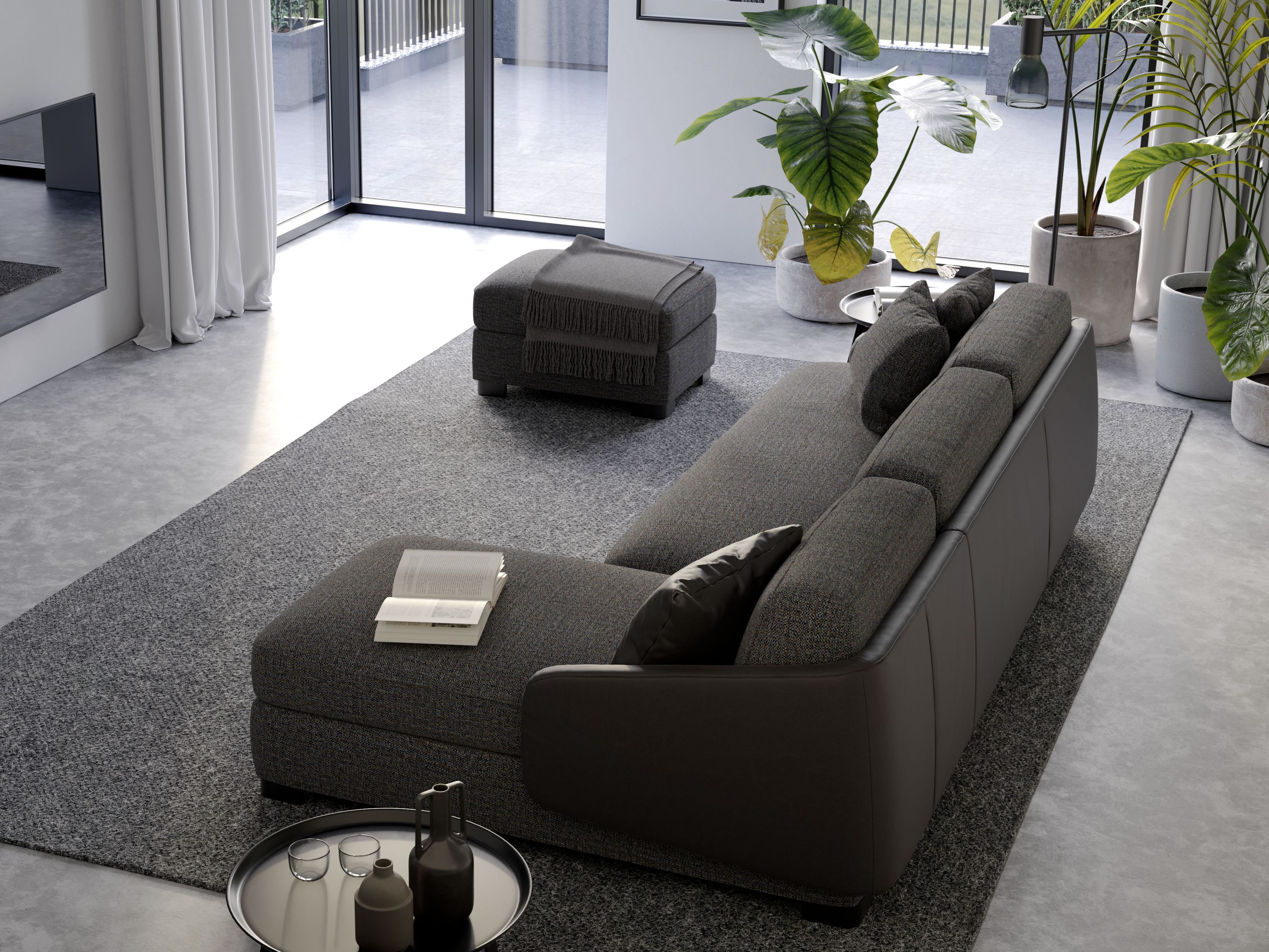 Двуспальный диван-кровать из ткани с полуостровом Milano Bedding VIVIEN ARCH-00087513