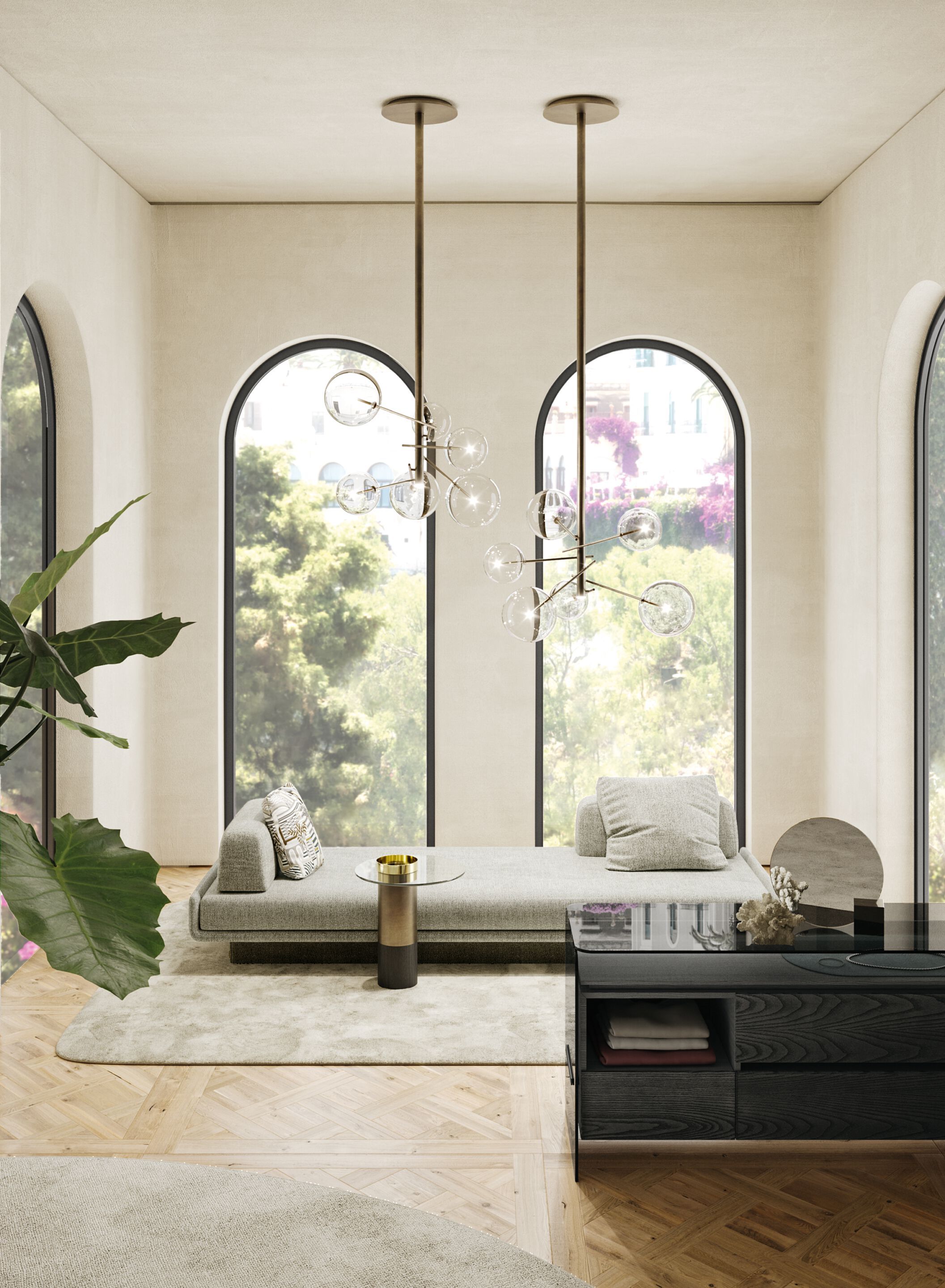 Низкий журнальный столик из закаленного стекла и латуни Gallotti&Radice ARCH-00099001 - Вид №4