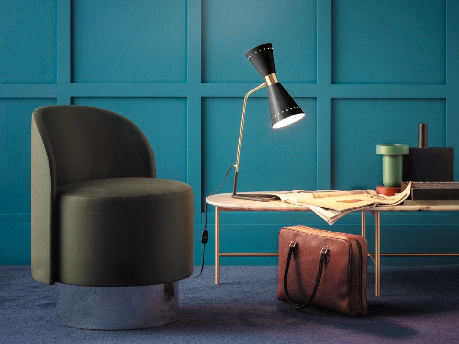 Латунная светодиодная настольная лампа Stilnovo Мегафон ARCH-00064089 - Вид №1