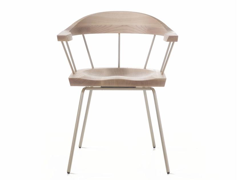 BassamFellows Стул из стали и дерева с подлокотниками Spindle Cb-28s+cb-208 - Вид №1