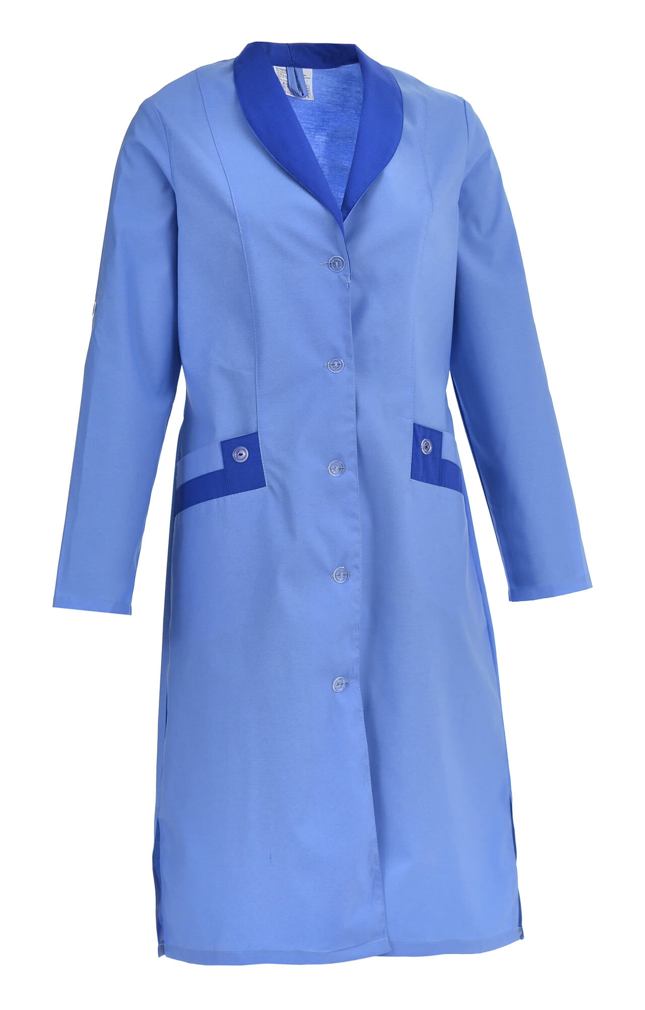 61738 Халат "Радуга" длинный рукав голубой  Одежда для обслуживающего персонала  размер 60 Спецодежда  - Вид №2