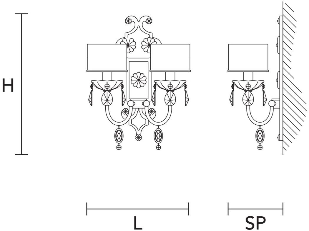Masiero Настенный светильник из металла с кристаллами Rosemery sun-id-1373626 - Вид №1