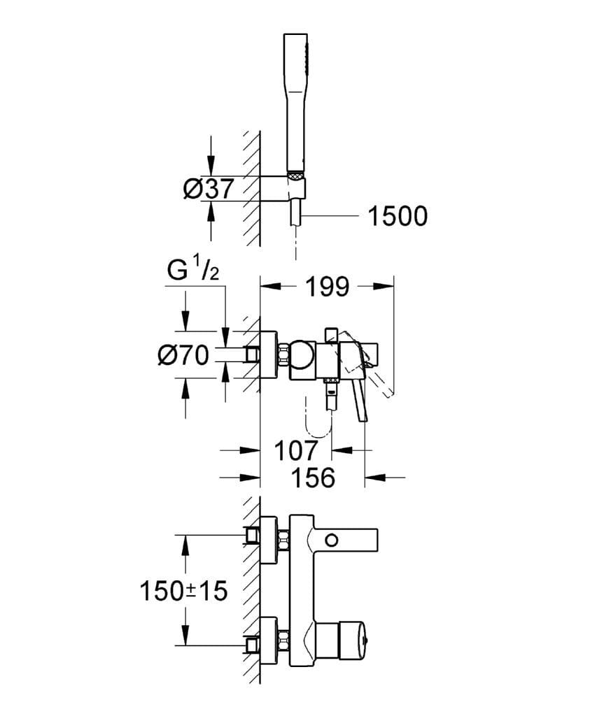 Однорычажный смеситель для душа / ванны с 2 отверстиями Grohe концепция ARCH-00116288 - Вид №2