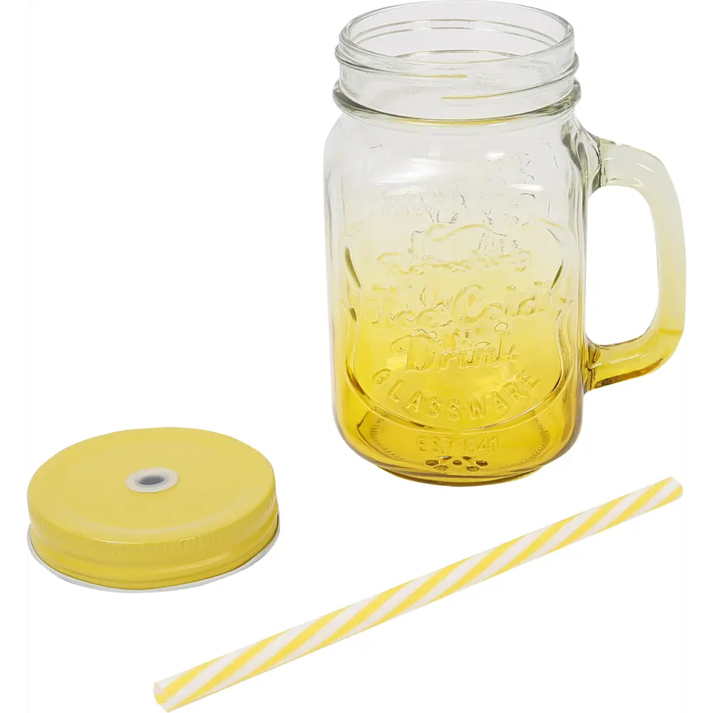 Стакан с трубочкой 500 мл стекло цвет желтый Santreyd MS-BL-500Y STLM-2194261 - Вид №2