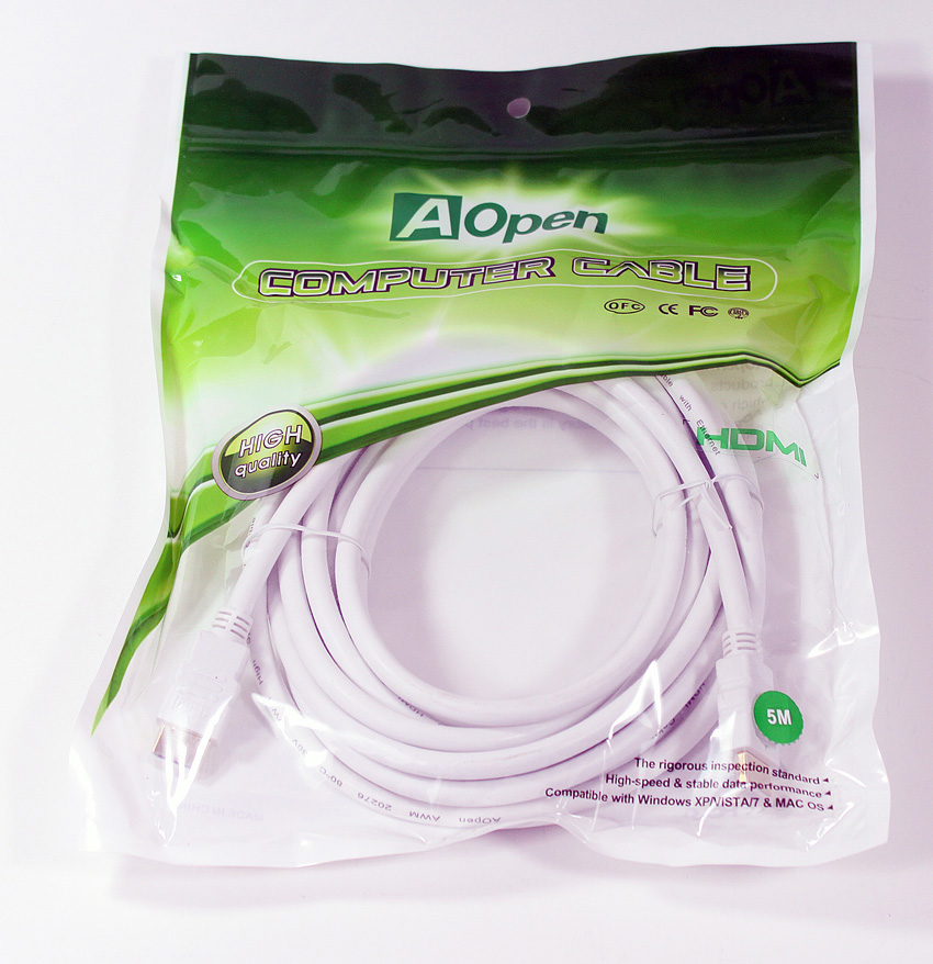 ACG511W-5M Кабель hdmi 19m/m 1.4v+3d/ethernet aopen/qust <> 5m, белый VCOM Santreyd  - Вид №2