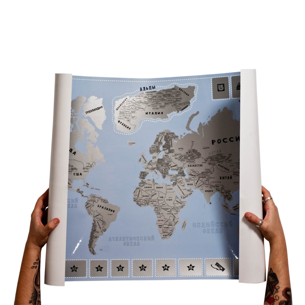 Карта со скретч слоем голубая Snow Map BADLAB ДИЗАЙНЕРСКИЕ 00-3880591 Голубой  - Вид №5