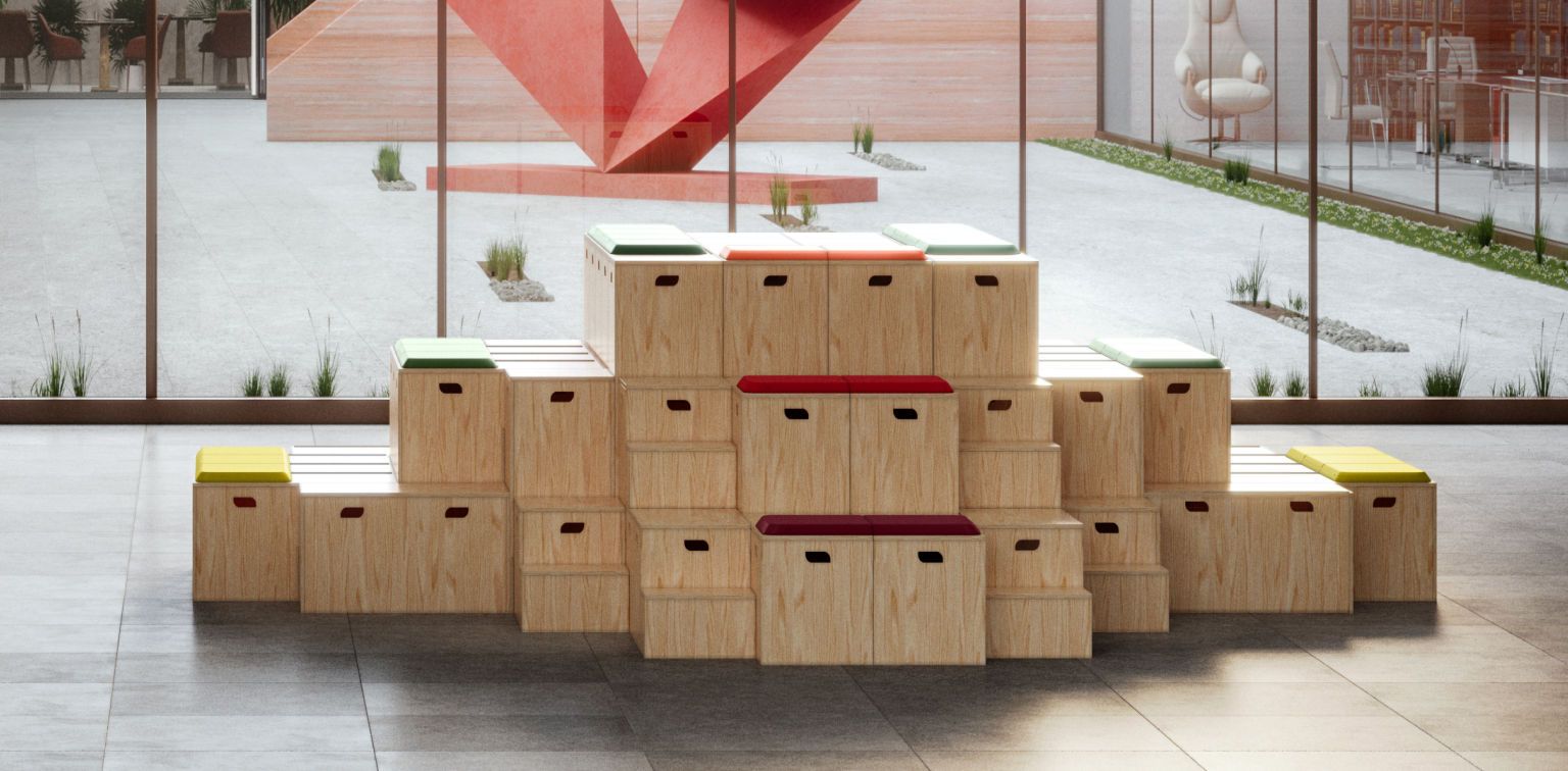Модульная деревянная скамья Bõln Kub ARCH-00004356 - Вид №1
