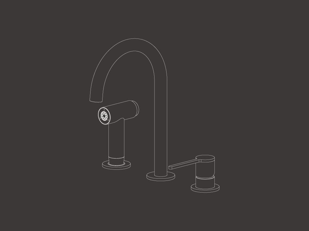 Смеситель для кухни с 3 отверстиями из нержавеющей стали со съемным ручным душем CEADESIGN INNOVO ARCH-00053452 - Вид №1