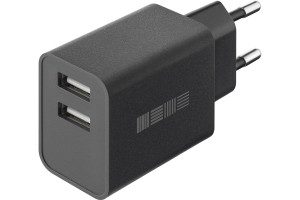 19003494 Зарядное устройство от сети NEW RT:2USB ток 2A, черный 73009 Interstep