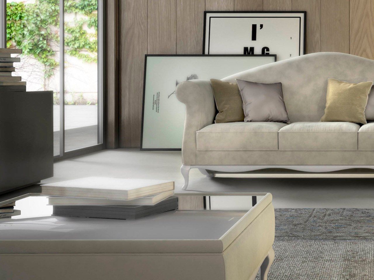 Деревянный и стеклянный квадратный журнальный столик CASA +39 Изумруд ARCH-00124129 - Вид №1