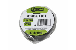 16549215 Изолента ПВХ 19мм х 7м черная 17-01-045 On