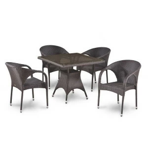 Обеденная группа коричневая, искусственный ротанг на 4 персоны Xoma AFINA  130559 Коричневый