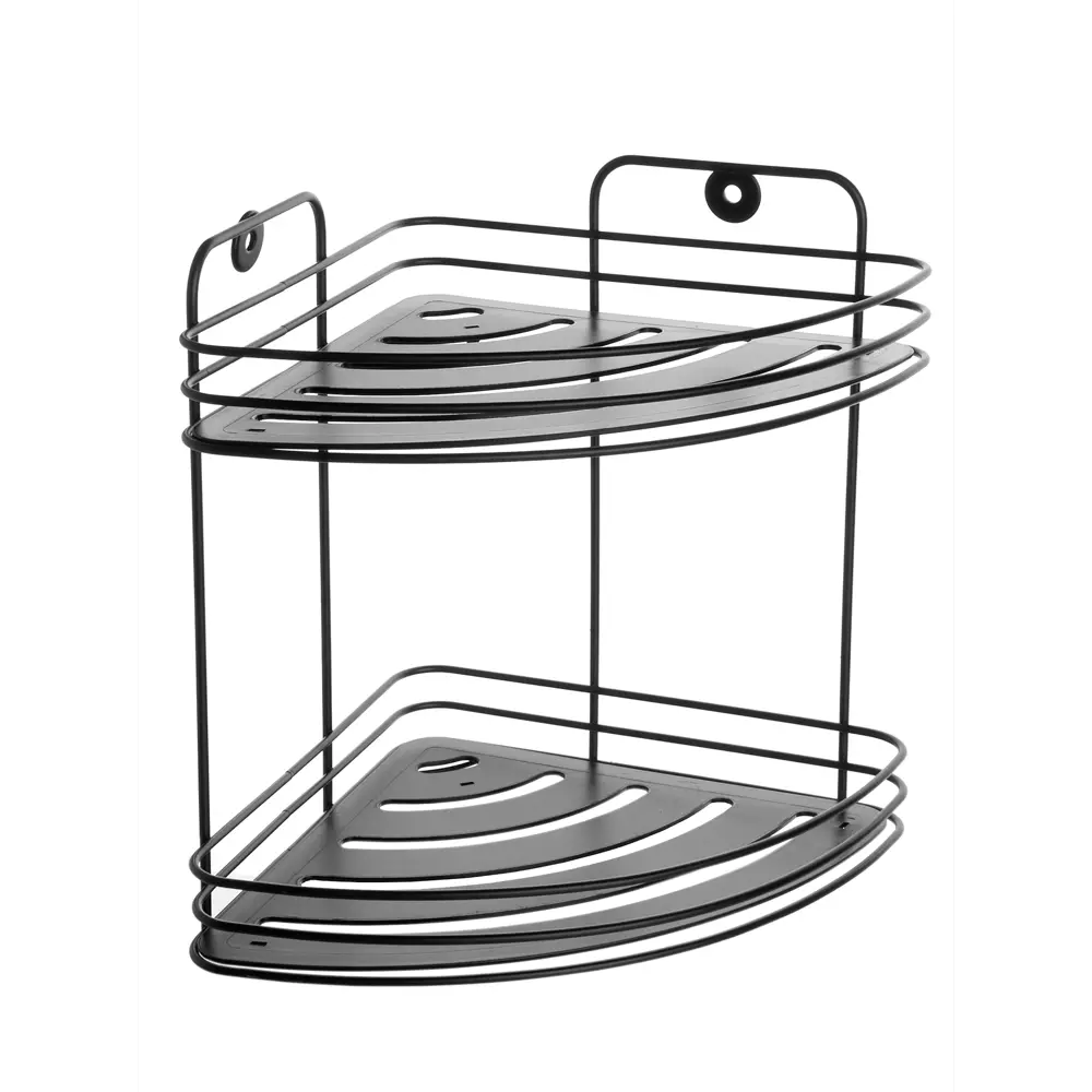 Полка для душа Delphinium Блэки угловая 2 яруса цвет черный матовый STLM-2161014