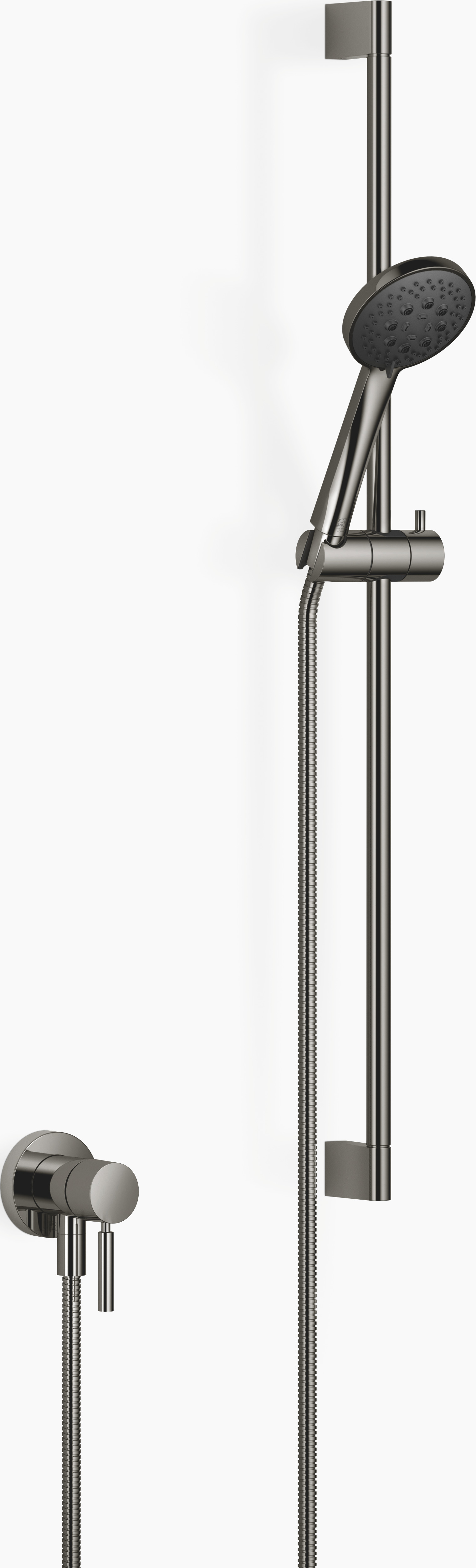 Смеситель однорычажный скрытого монтажа со встроенным душем и душевым набором - Темный Хром