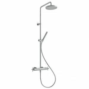 CRICR486 Внешний термостатический смеситель для душа с поворотной стойкой, регулируемым верхним душем с защитой от накипи, ручным душем с защитой от накипи со скользящей штангой и гибким шлангом LONG LIFE Cristina Rubinetterie