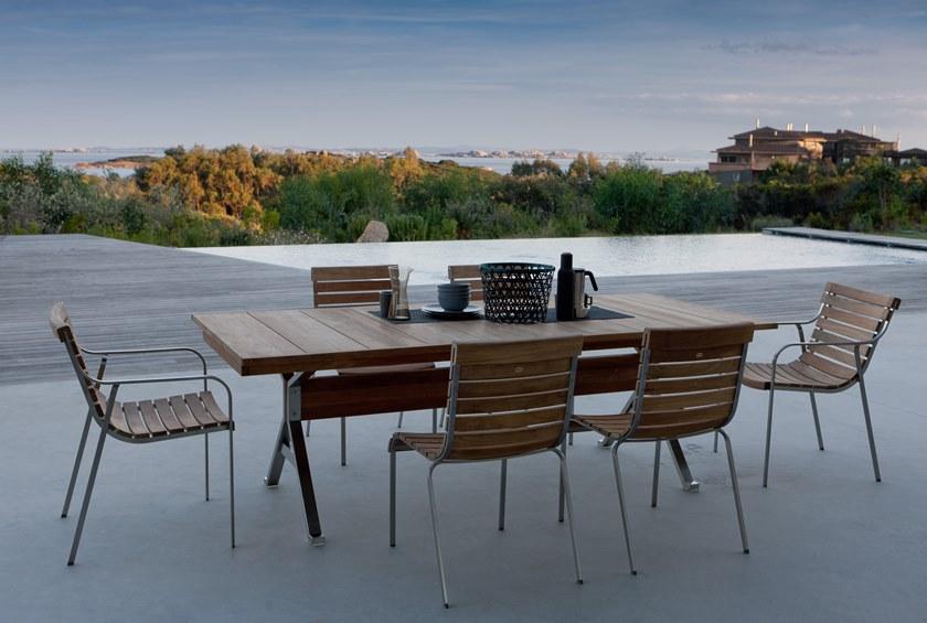 Unopiù Штабелируемый садовый стул из тика с подлокотниками Equinox Eqpoli - Вид №1