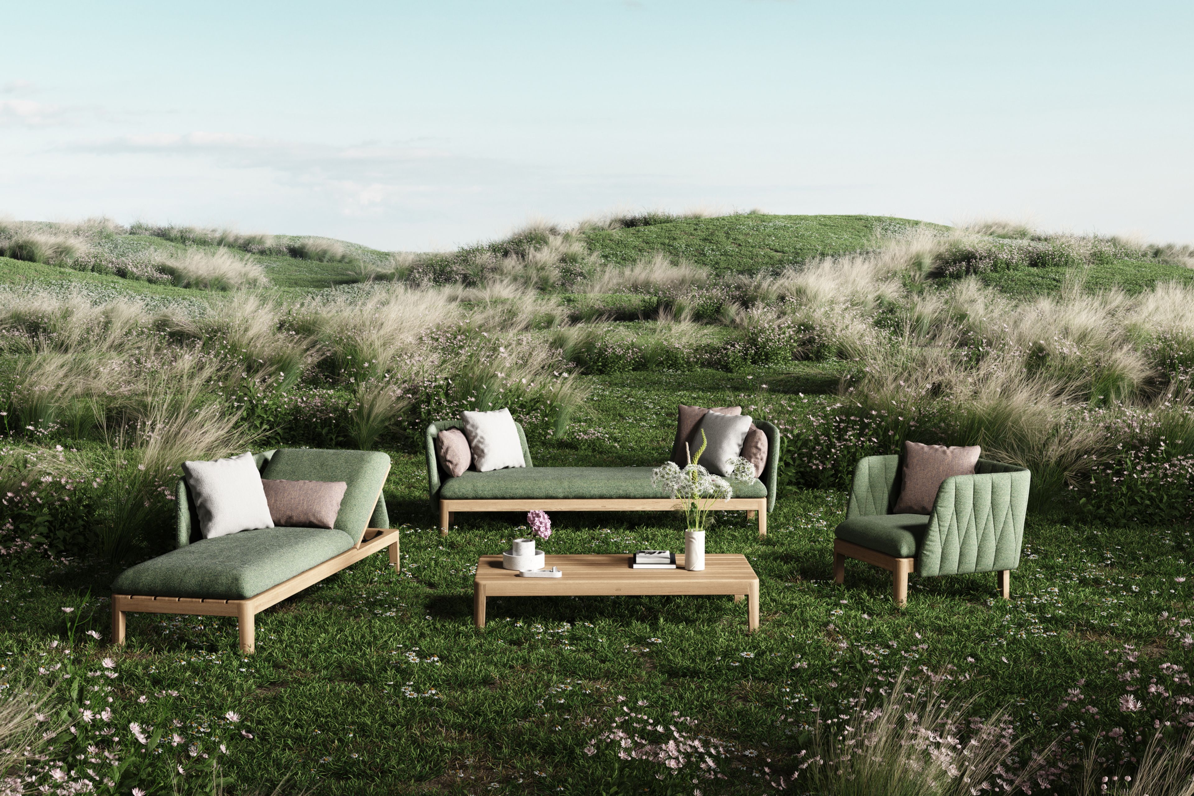 Садовая скамейка из тикового дерева Royal Botania Calypso Lounge ARCH-00002649 - Вид №1