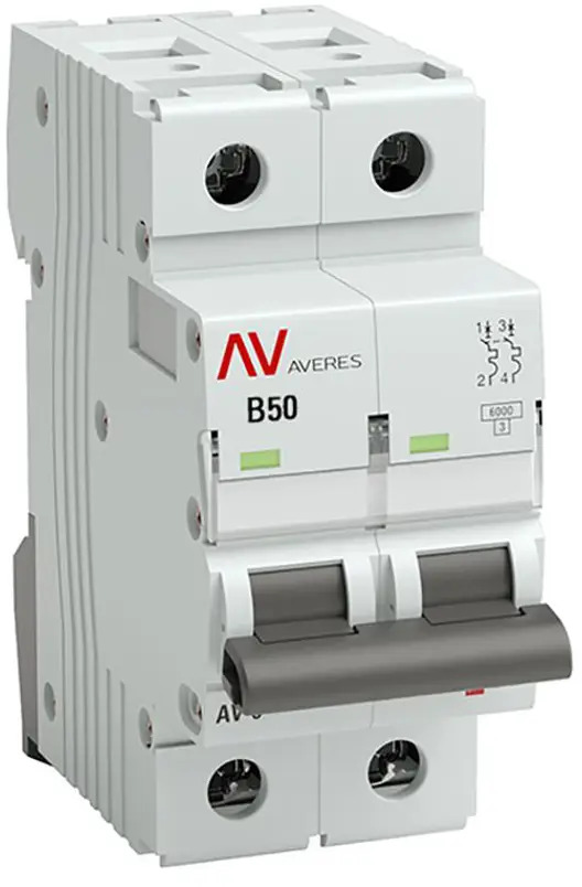 90072411 Автоматический выключатель EKF Averes AV-6 DC 2P B50 А 6 кА STLM-0101485