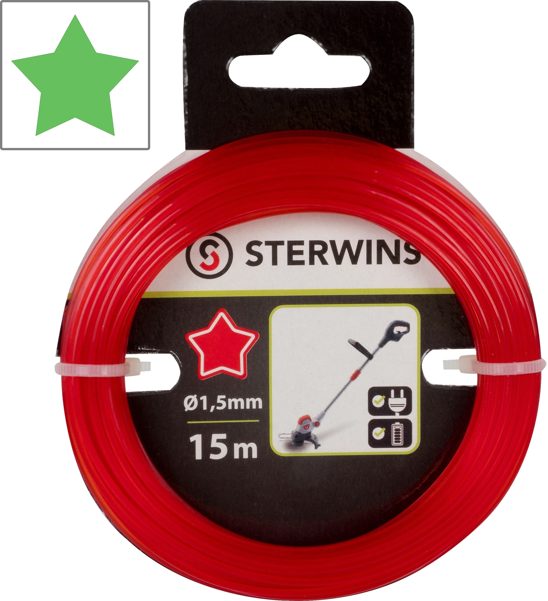 81946343 Леска для триммера ø1.5 мм 15 м звезда STLM-0014410 STERWINS