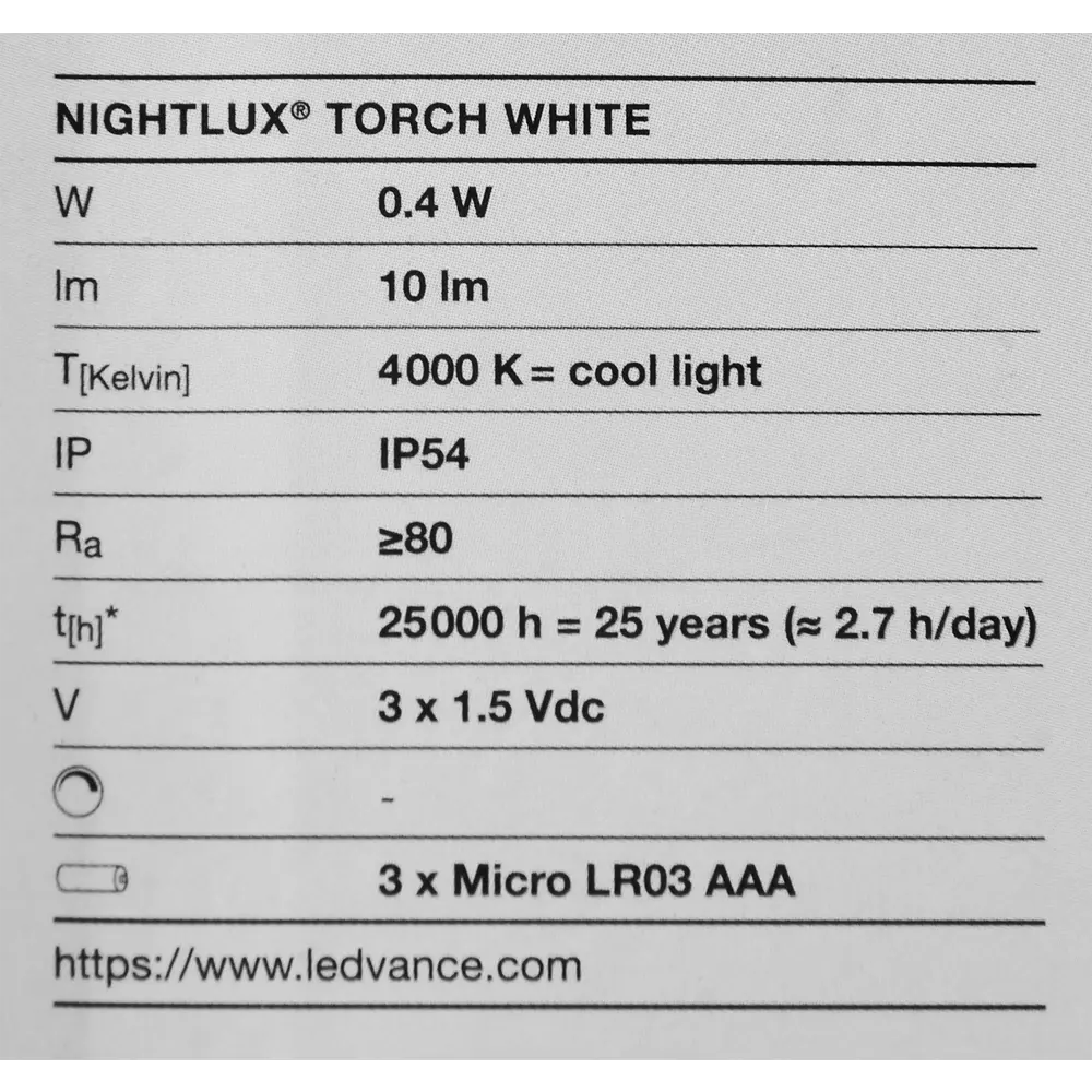 Светильник светодиодный Ledvance Nightlux Torch с датчиком света и движения и функцией факела, на батарейках, цвет белый STLM-2139000 - Вид №7