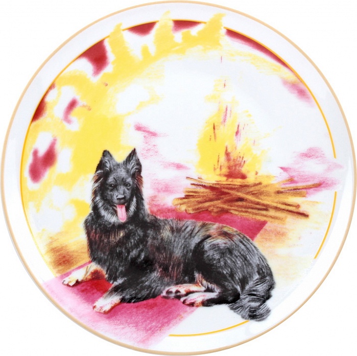 10615835 Императорский фарфоровый завод Тарелка декоративная 19,5см "У костра" "Эллипс" Фарфор твердый 