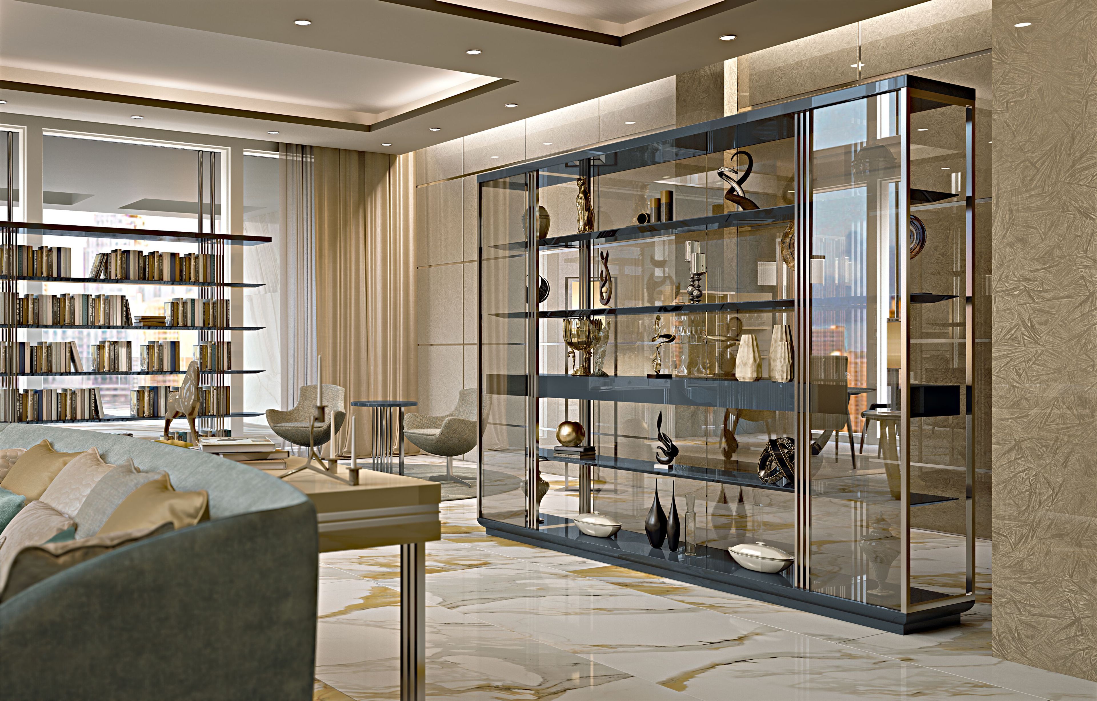 Самонесущий настенный книжный шкаф из стекла Bizzotto Italia Symphony-Infinity ARCH-00012412 - Вид №2