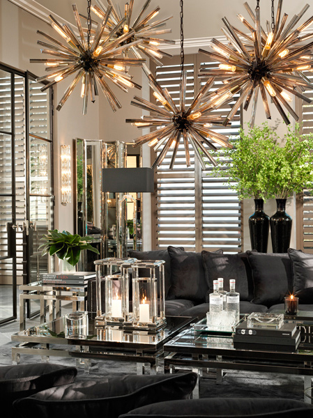 Журнальный столик стеклянный с ножками хром и дымчатым стеклом 100 см Palmer от Eichholtz EICHHOLTZ  242468 Прозрачный;хром  - Вид №1